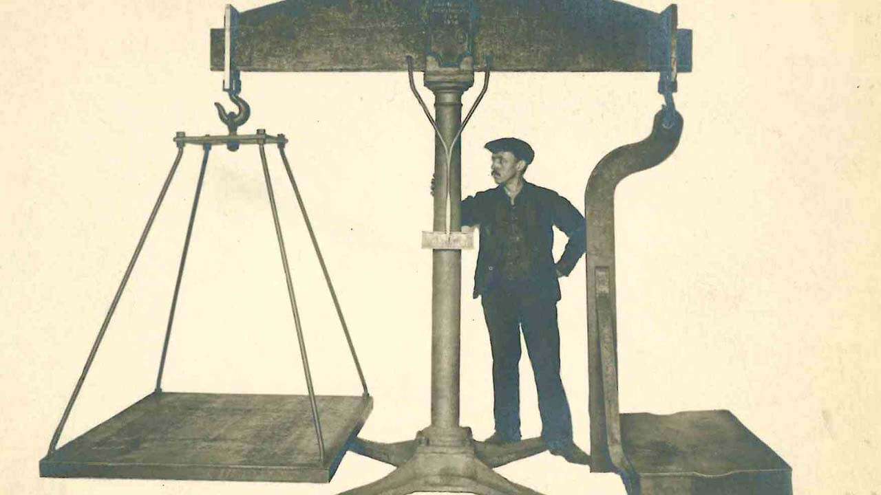 Large beam scale used to weigh Howitzer shells during the First World War